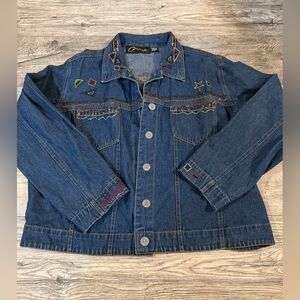 Vintage carina chicos beaded sun denim jean jacket